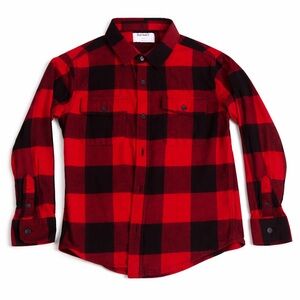 Old Navy Boys Flannel Shirt Size L (10/12) Red Black Buffalo Plaid